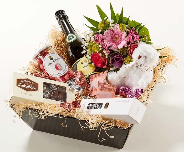 Lyserøde Blomstrende Barselskurv Pige Send Blomster Med Bloomit - Bloomit