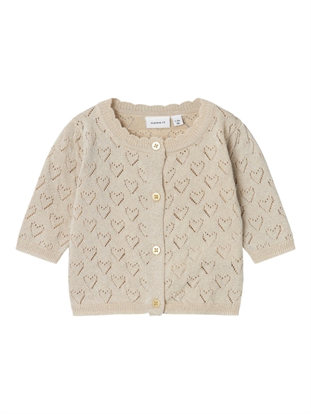 Beige Guld Name Glimmer Cardigan Riglitter Frosted Almond - Name It  - 5715606009023
