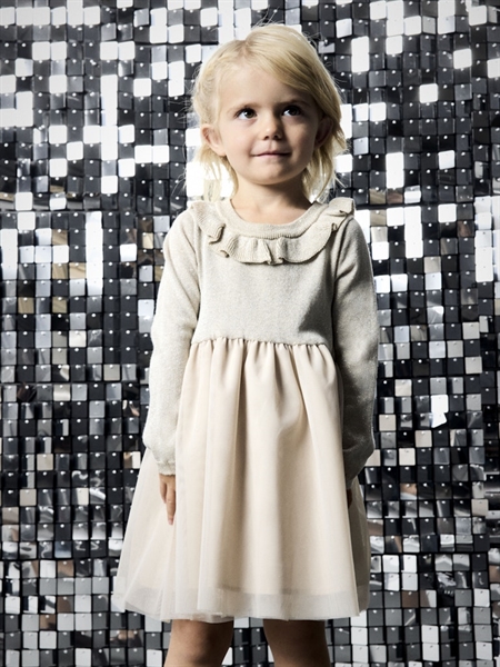 Beige Guld Name Glitter Kjole Riglitter Frosted Almond - Name It  - 5715671765893