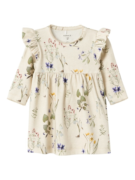 Beige Gul Name Langærmet Kjole Bossa Peyote Melange - Name It  - 5715501170996