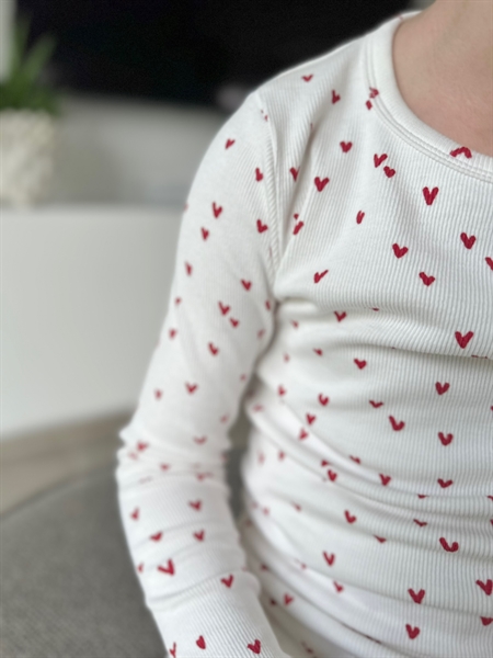 Hvid Birkholm Rib Bluse Hjerter - Birkholm
