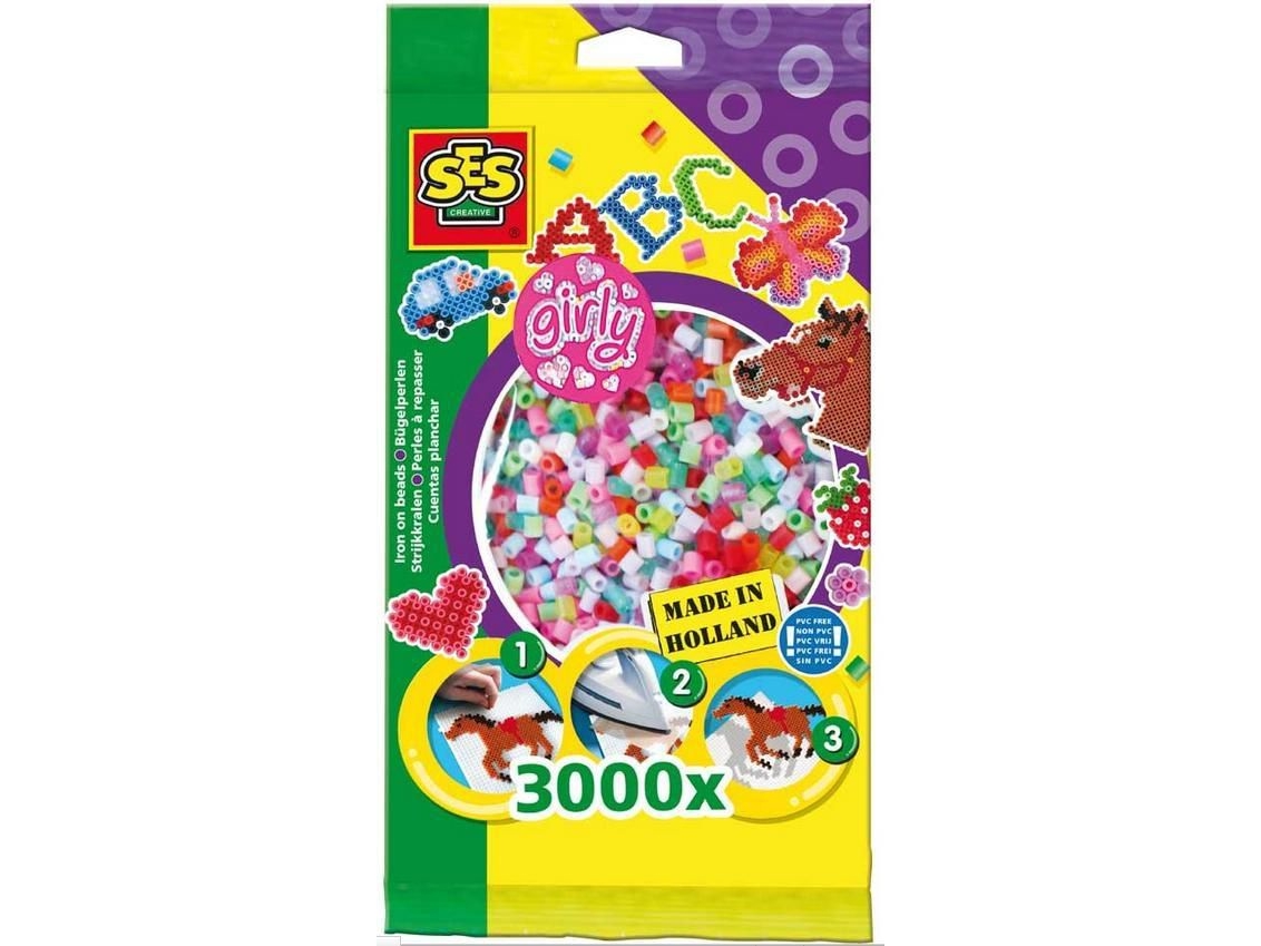 Ses Creative Perler 3000 Stk Pigefarver - Ses  - 8710341007775