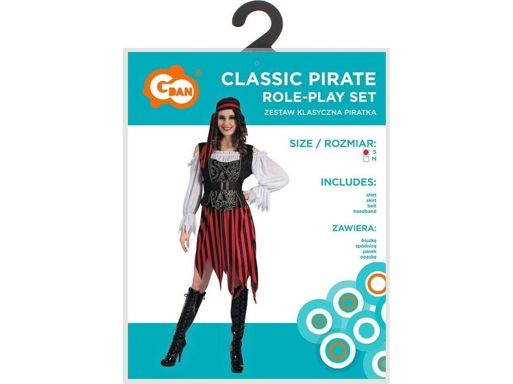 Voksen Kostume Klassisk Pirat Pige Str - Godan  - 5902973198881