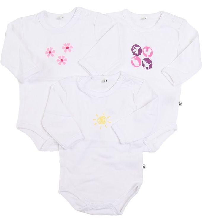 Hvid Pippi Body Stk Assorteret Pige Print - Pippi Baby