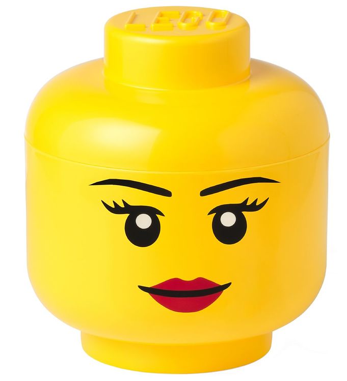 Gul Lego Storage Opbevaringsboks Stor Hoved Pige -   - 5711938030209