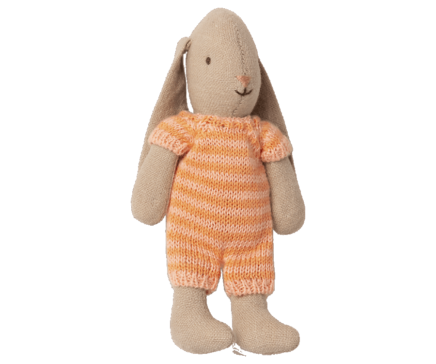 Maileg Micro Rabbit Kanin Med Stribet Dragt Orange - Maileg  - 7814849757441