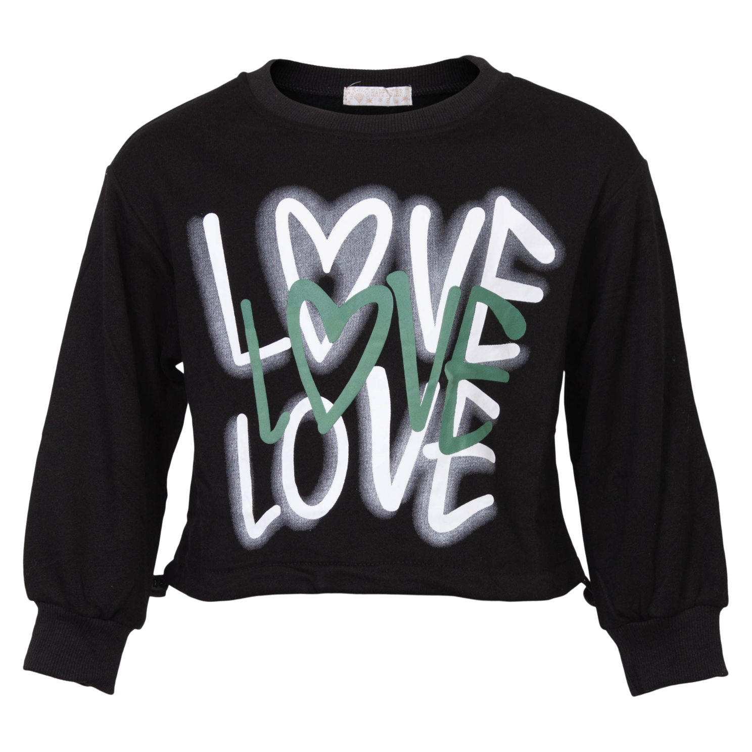 Sort Happy Star Pige Sweatee Shirt 116 - Happy Star  - 5714470187899