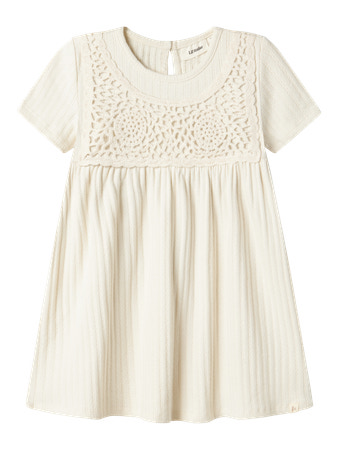Beige Tæller Fo Lil Atelier Kortærmet Kjole Flora Turtledove - Lil Atelier  - 5715673241074