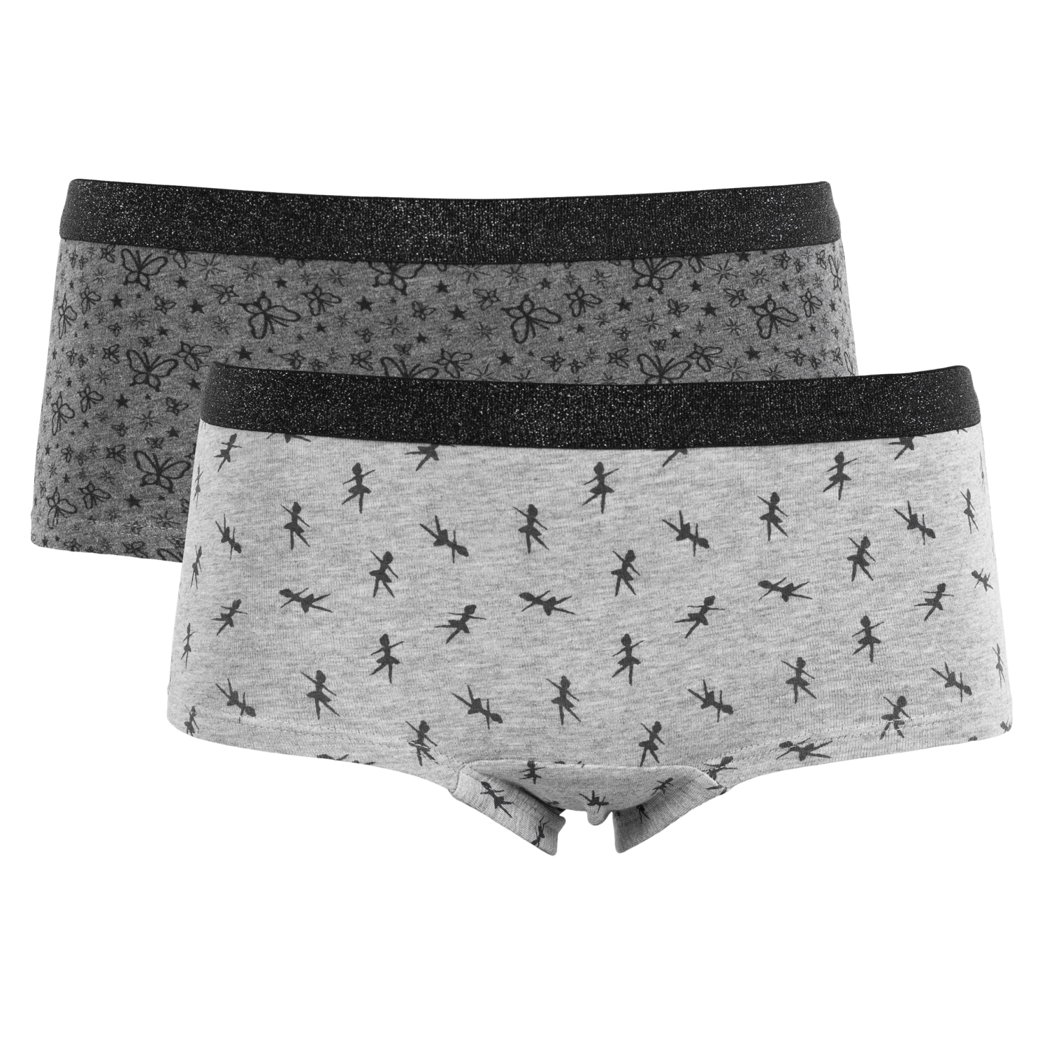 Grey Melange AO Queenz Uno Pige Trusser Glimmer P Girl 122 128 - Queenz  - 5712985540222