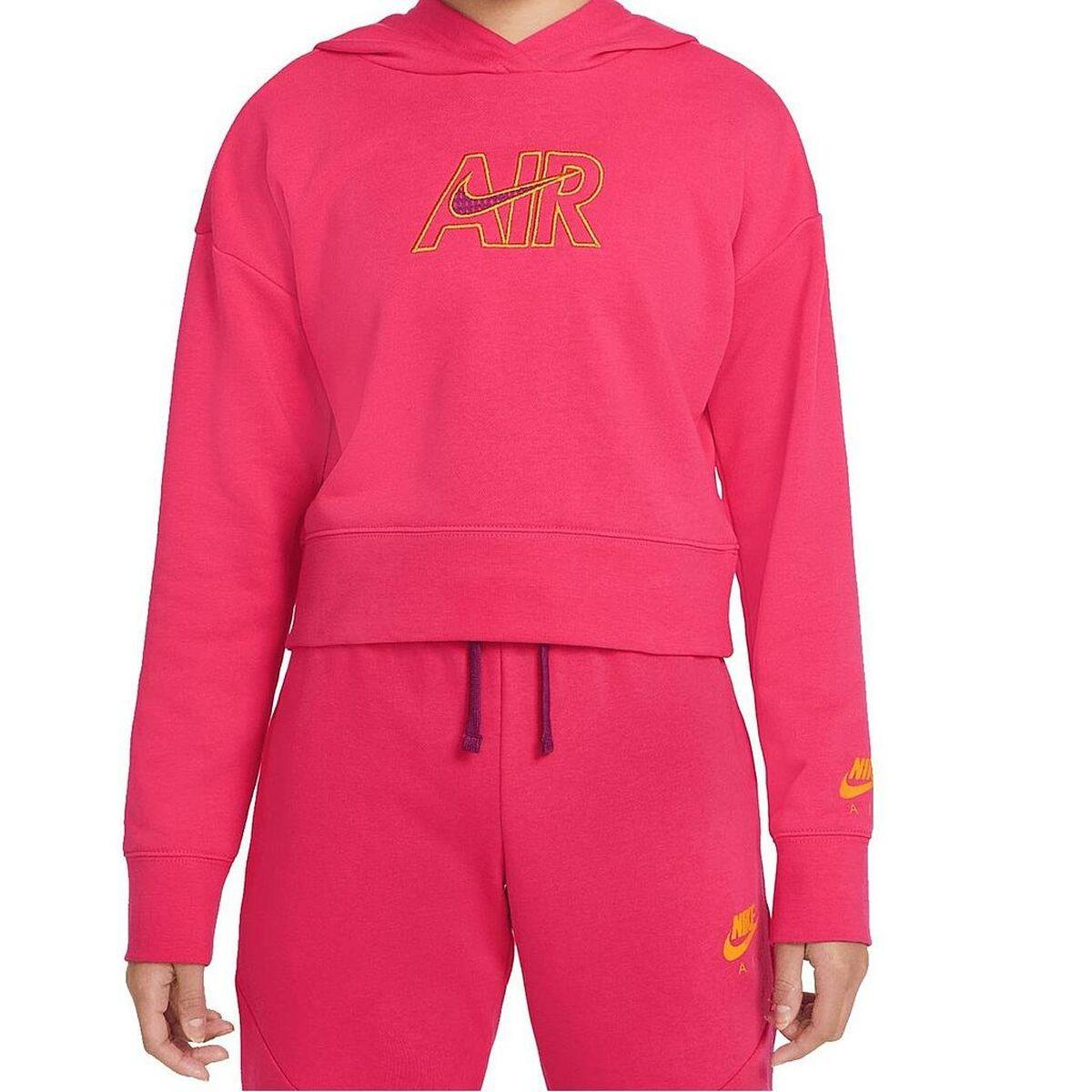 Pink Sweatee Shirt Med Hætte Til Piger Crop Hoodie Nike Dm8372 666 - Nike  - 0195245222307